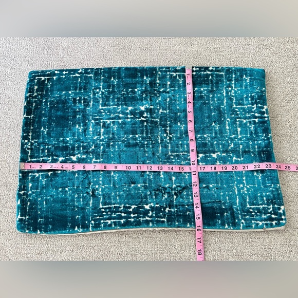 Cut Velvet Abstract Teal Blue Accent Lumbar Pillow - Picture 8 of 9